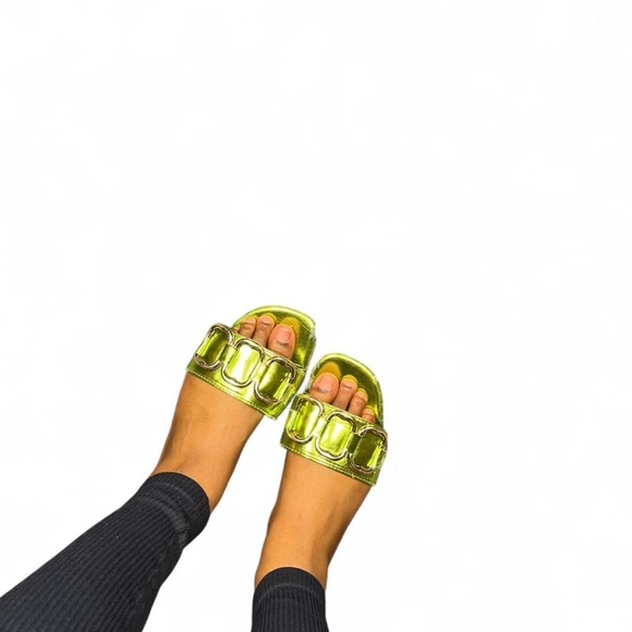 Green Slide Sandals - Picture 4 of 5